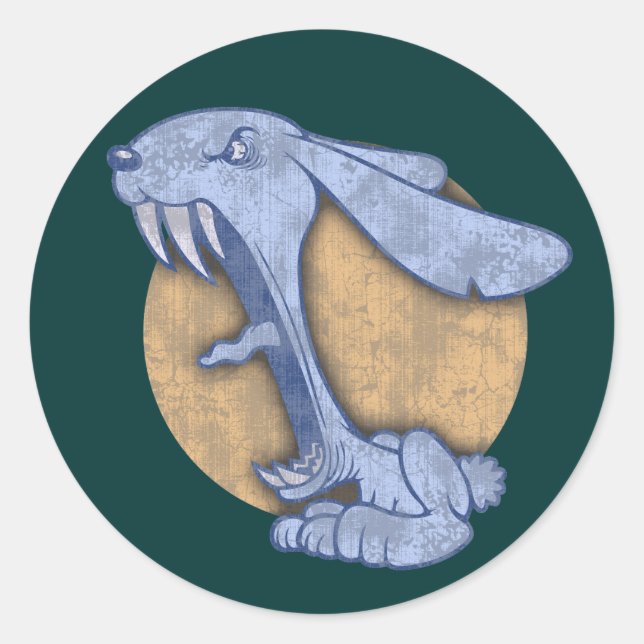 Blue Evil Bunny Runt Klistermärke (Framsida)