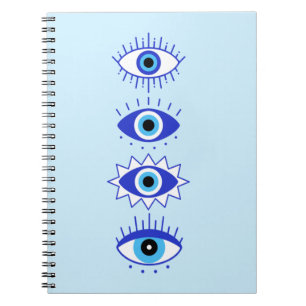 Blue Evil Öga Energy Meditation Hamsa Mystical Anteckningsbok