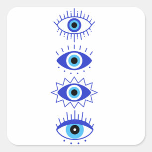 Blue Evil Öga Energy Meditation Hamsa Mystical Fyrkantigt Klistermärke