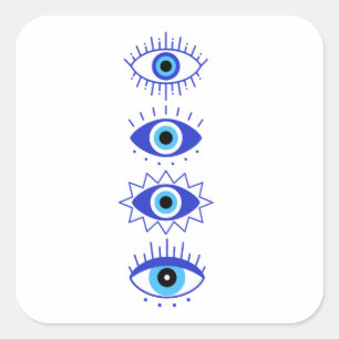 Blue Evil Öga Energy Meditation Hamsa Mystical Fyrkantigt Klistermärke