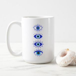 Blue Evil Öga Energy Meditation Hamsa Mystical Kaffemugg