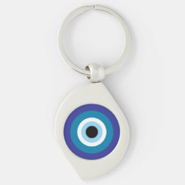 Blue Evil Öga Keychain Swirl Silverfärgad Nyckelring