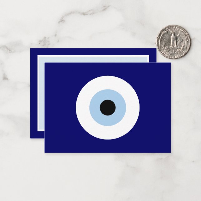 Blue Evil Öga Lycka till & Protection Symbol Anteckningskort (Fram/Back In Situ)