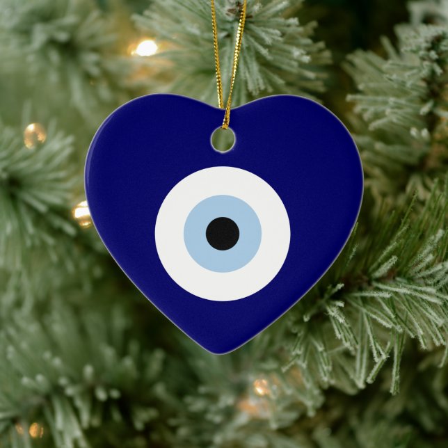 Blue Evil Öga Lycka till & Protection Symbol Julgransprydnad Keramik (Träd)