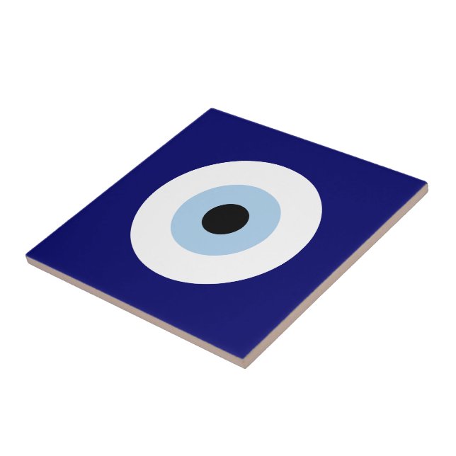Blue Evil Öga Lycka till & Protection Symbol Kakelplatta (Sidan)