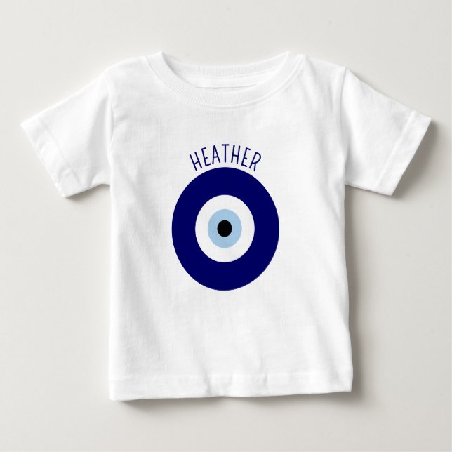 Blue Evil Öga Lycka till & Protection Symbol T Shirt (Framsida)