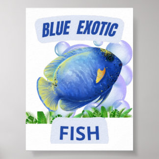 Blue Exotic Fish – Hypnotic Ocean Glow Wall Art Poster