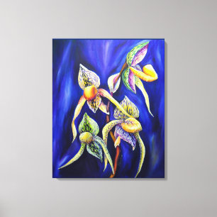 Blue Exotic Tropical Orchids Dam Slipper Canvastryck