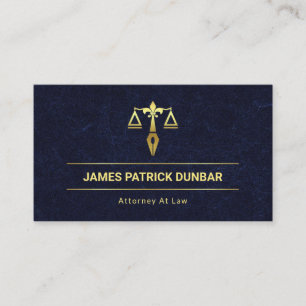 Blue Exquisite Marble Guld Justice Scales Lawyer Visitkort