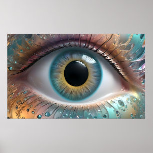 Blue Eyeball Fractal Art. Poster