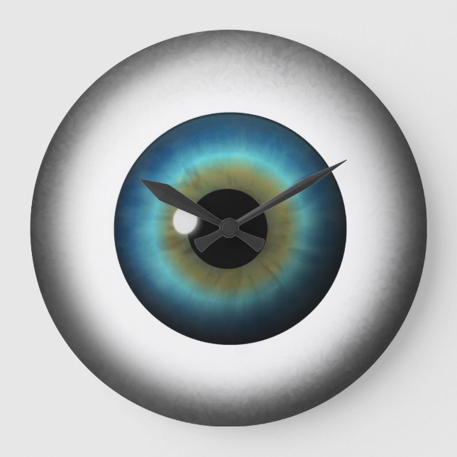 Blue Eyeball Iris Eye Custom Large Round Clock Stor Klocka (Framsida)