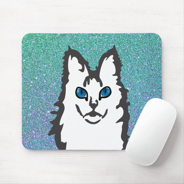 Blue Eyed Angora Cat Musmatta (Med mus)