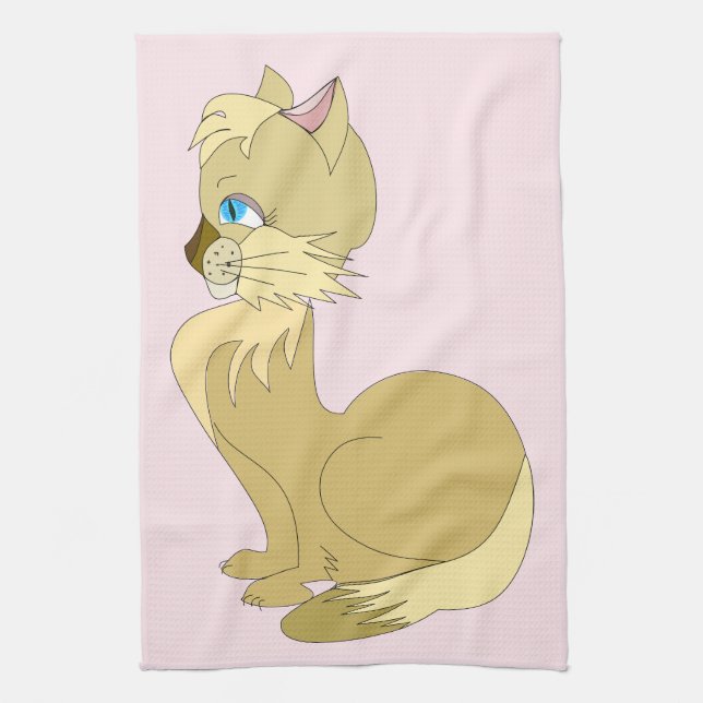 Blue Eyed Cat Kitchen Towel - Anpassade Kökshandduk (Vertikal)