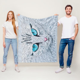 Blue Eyed Fluffy Cat Fleecefilt