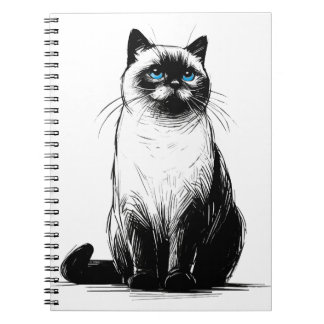Blue-Eyed Gaze - Siamese Cat Anteckningsbok