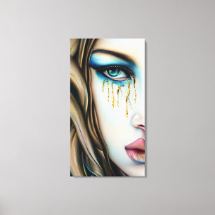 Blue Eyed Goddess med Golden Tårar Canvastryck