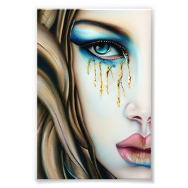 Blue Eyed Goddess med Golden Tårar Fototryck