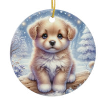 Blue-Eyed Pup in a Winter Dream