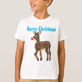 Blue Eyed Red Nose Reindeer God jul Tee Shirt