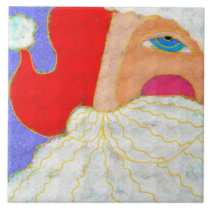 Blue Eyed Santa Abstrakt Art Kakelplatta