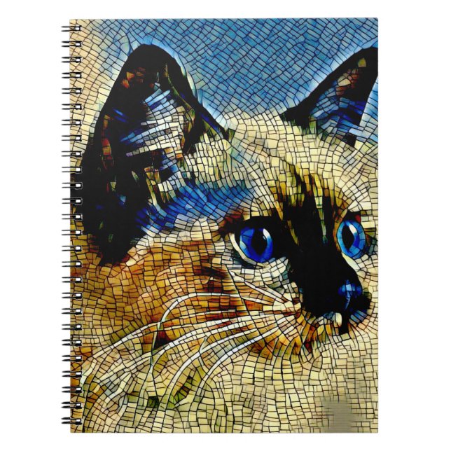 Blue Eyed Siamese Cat Mosaic Tiles Anteckningsbok (Framsidan)