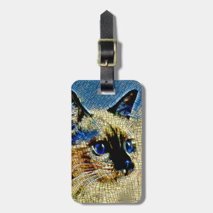 Blue Eyed Siamese Cat Mosaic Tiles Bagagebricka