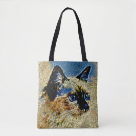 Blue Eyed Siamese Cat Mosaic Tiles Tygkasse