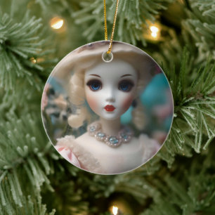 Blue Eyed Vintage Doll. Julgransprydnad Keramik