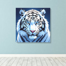 Blue eyed White Tiger Ai Art Canvastryck