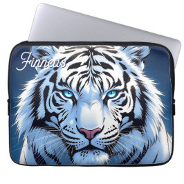 Blue eyed White Tiger Personalized Laptop Fodral