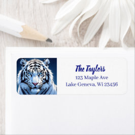 Blue eyed White Tiger Personalized Returadress Etikett