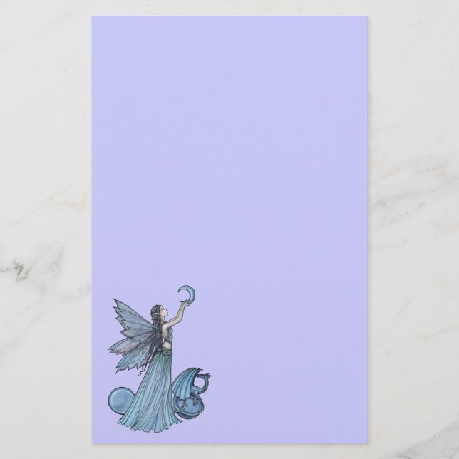 Blue Fairy and Dragon Stationary by Molly Harrison Brevpapper (Framsida)