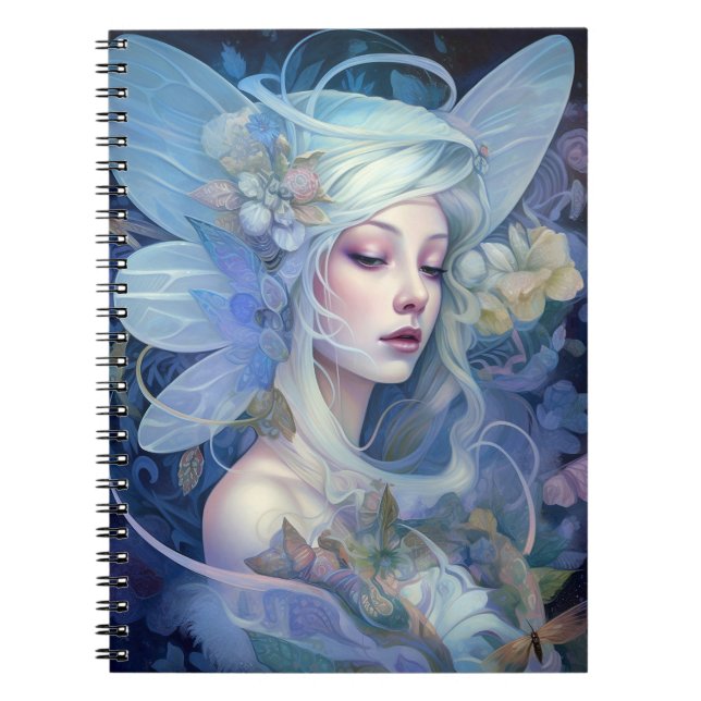 Blue Fairy Fantasy Art Anteckningsbok (Framsidan)