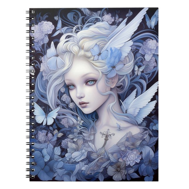 Blue Fairy Fantasy Art Anteckningsbok (Framsidan)