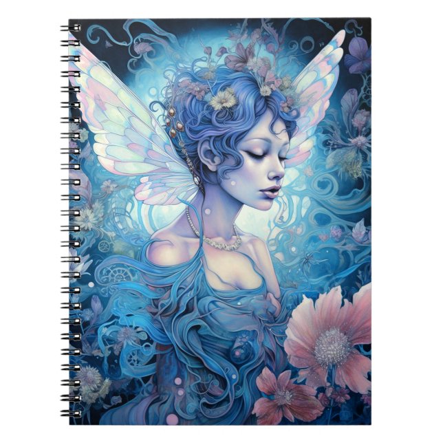 Blue Fairy Fantasy Art Anteckningsbok (Framsidan)
