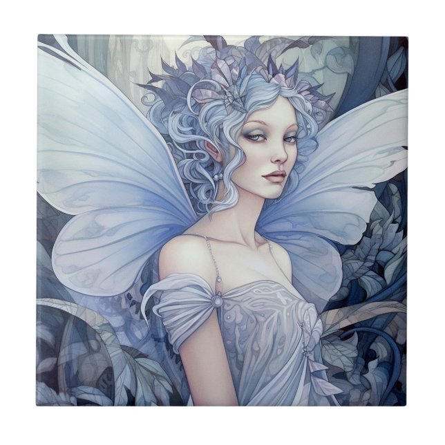 Blue Fairy Fantasy Art Kakelplatta (Framsidan)