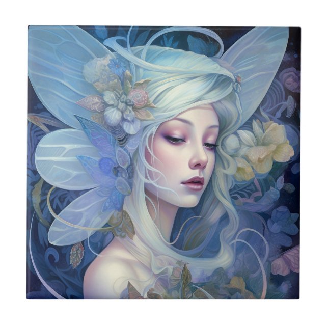 Blue Fairy Fantasy Art Kakelplatta (Framsidan)