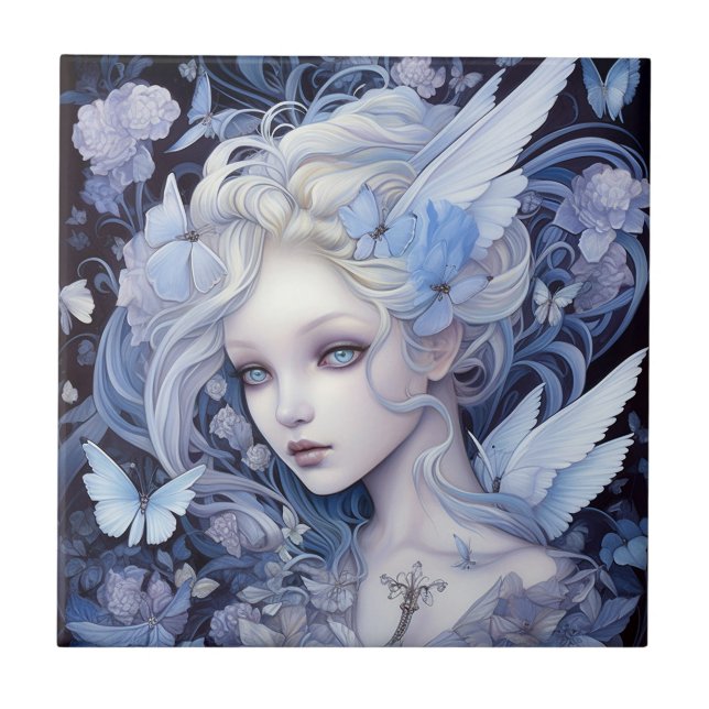 Blue Fairy Fantasy Art Kakelplatta (Framsidan)