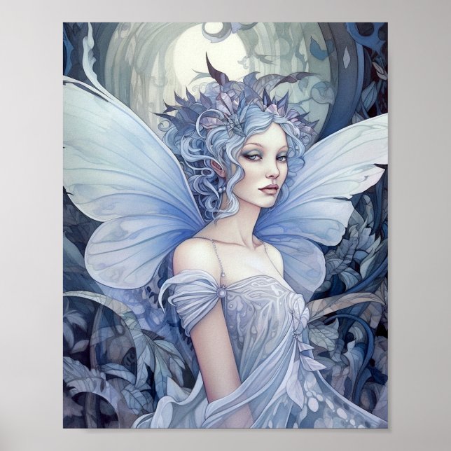 Blue Fairy Fantasy Art Poster (Framsidan)