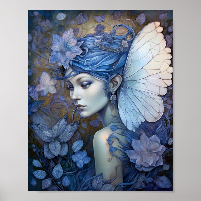 Blue Fairy Fantasy Art Poster (Framsidan)