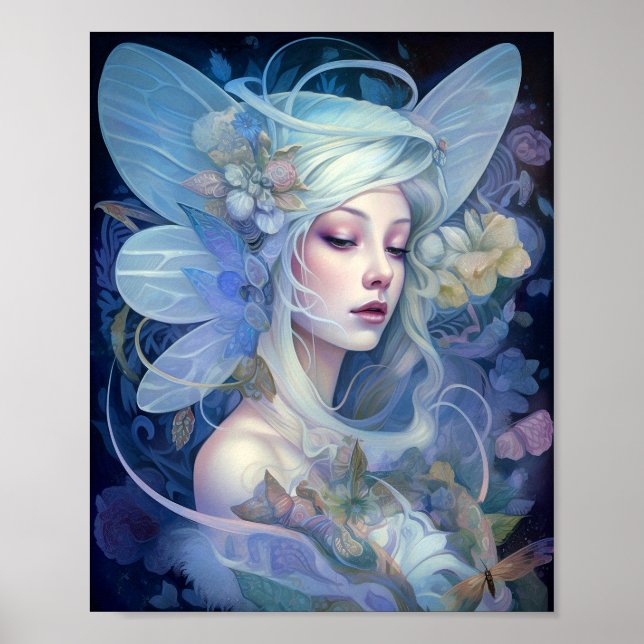 Blue Fairy Fantasy Art Poster (Framsidan)
