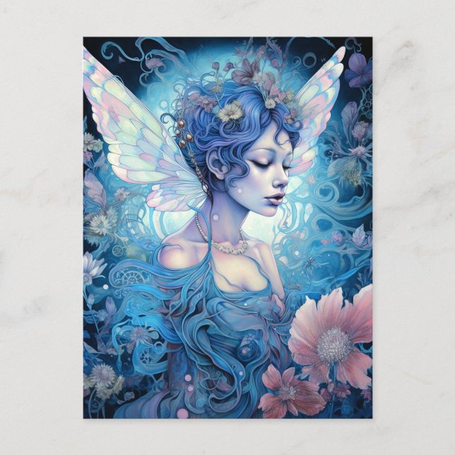 Blue Fairy Fantasy Art Vykort (Framsida)