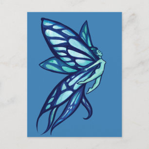 Blue Fairy Vingar Älva Garden Art Vykort
