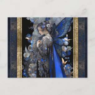 Blue Fairy Woman Fantasy Art Vykort