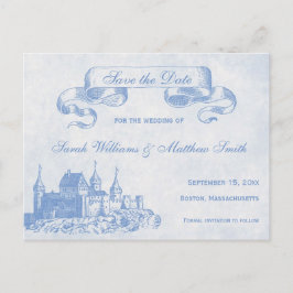 Blue Fairytale Bröllop spara datum vycard Meddelande Vykort
