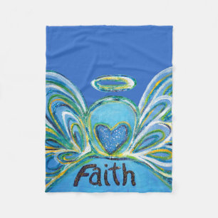 Blue Faith Guardian Angel Chemo Blanket Fleecefilt