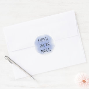 Blue Faith It Classic Round Sticker Runt Klistermärke