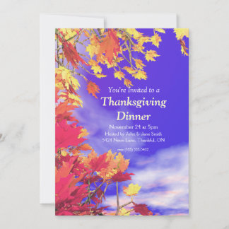 Blue Fall Himmel Thanksgiving Inbjudningar