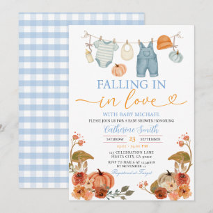 Blue Fall Pumpkin Barnkläder Baby dusch Inbjudningar