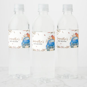 Blue Fall Pumpkin Lastbil Baby Shower Vattenflaskor Etikett